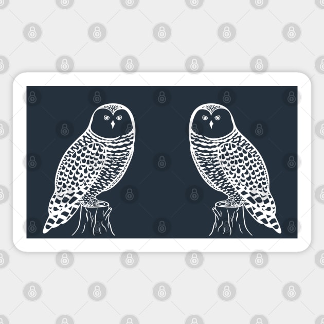 Snowy Owls in Love - cute and fun owl bird design Sticker by Green Paladin